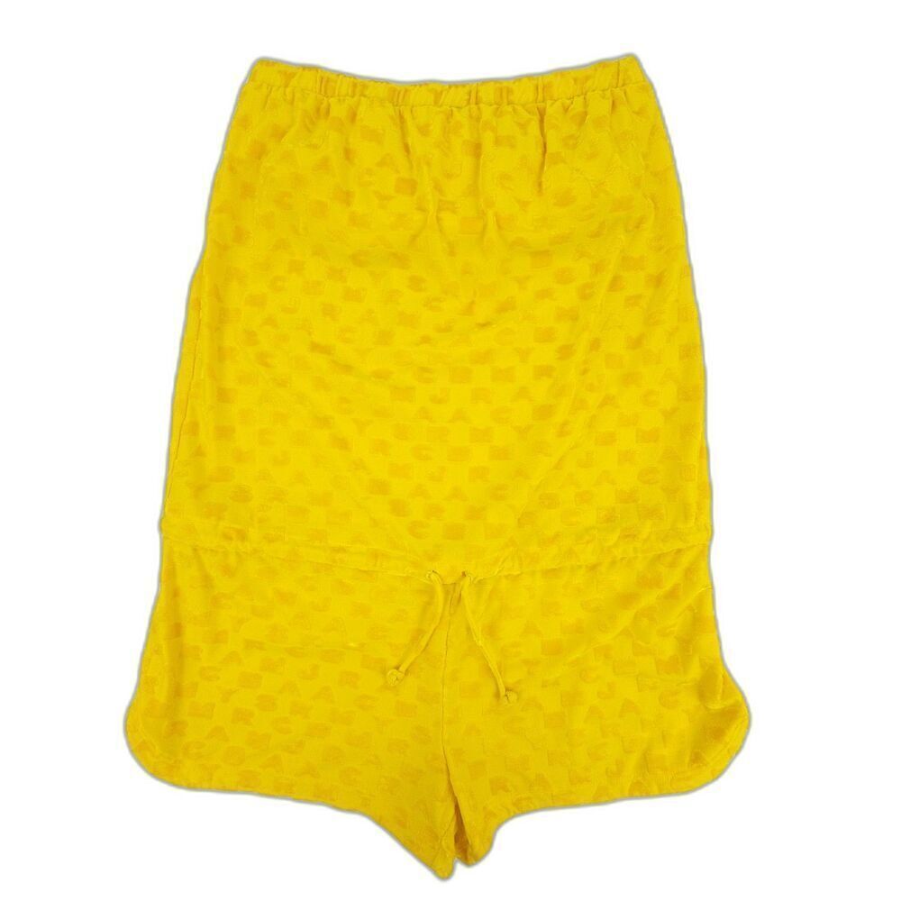 MARC JACOBS 90s Velour Logo Swim Cover Up Resort Romper Yellow Y2k Sporty Glam